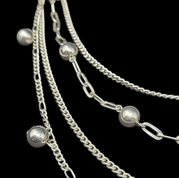 28" SILVER TONE MULTI CHAIN NECKLACE - Picture 2 of 4